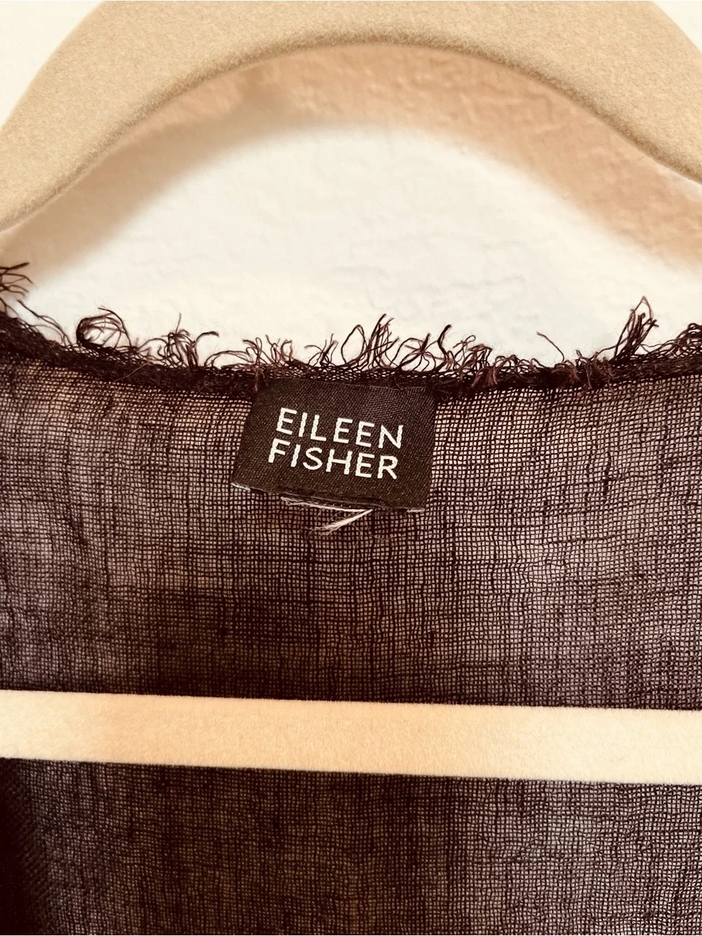 Eileen Fisher Sheer Linen Button -Front Black/Brown Blouse. - Picture 2 of 14